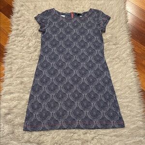 Hatley Blue and White Viscoe Stretch Patterned Dress